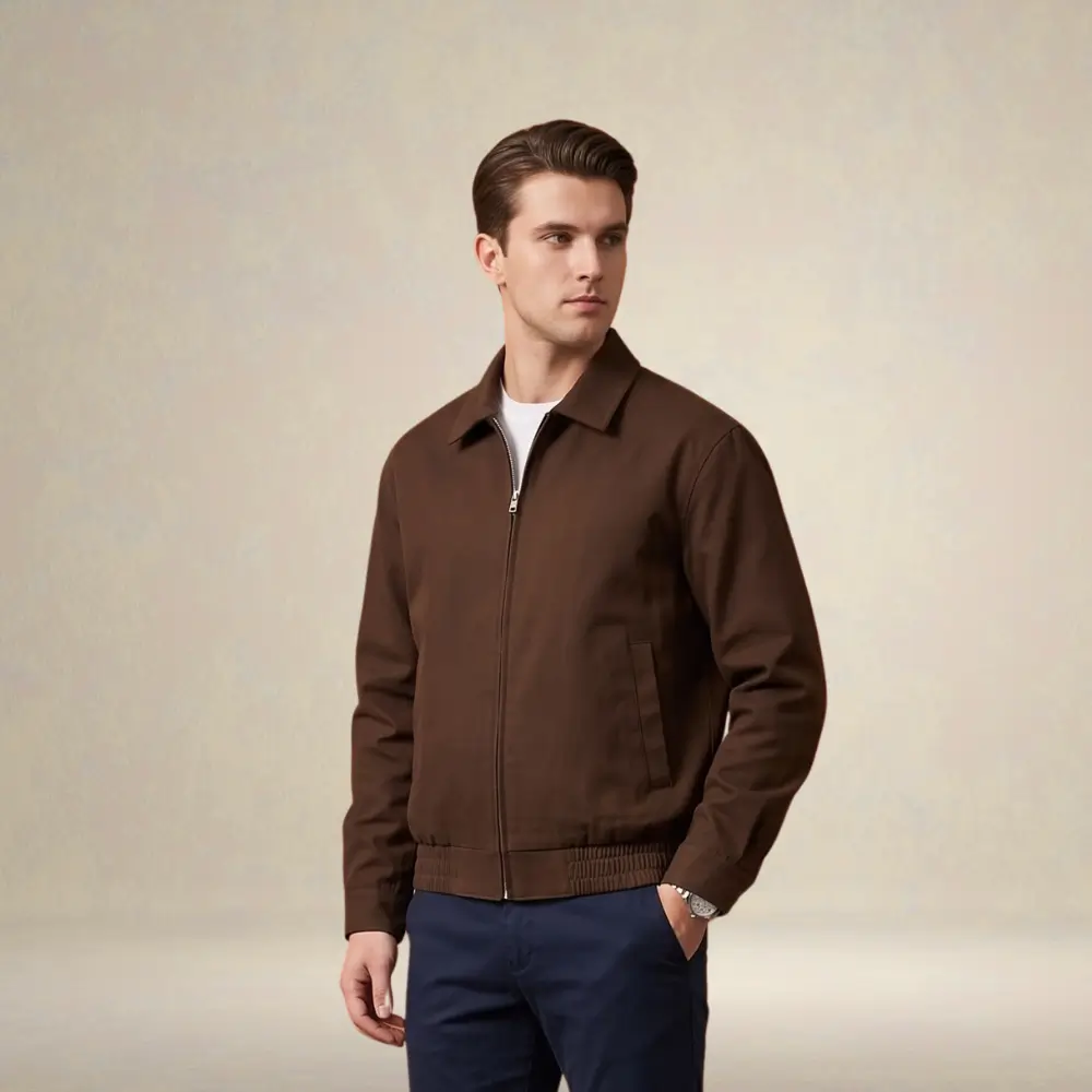 Men’s Classic Collared Zip-Up Harrington Jacket
