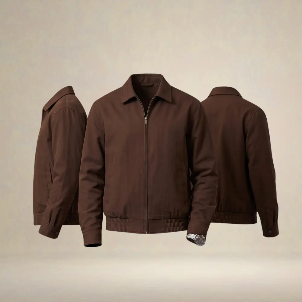Men’s Classic Collared Zip-Up Harrington Jacket - Image 2