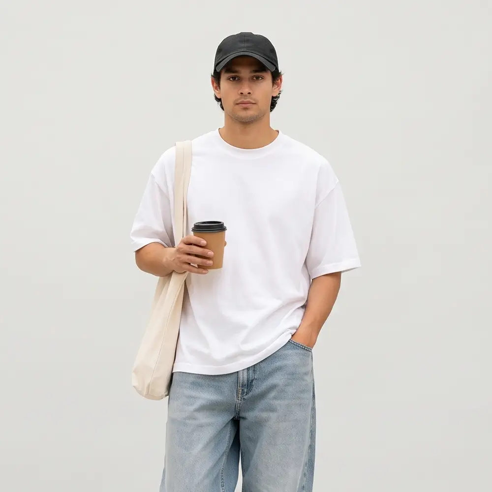 Heavyweight Relaxed Crewneck T-Shirt & Wash Denim Jeans